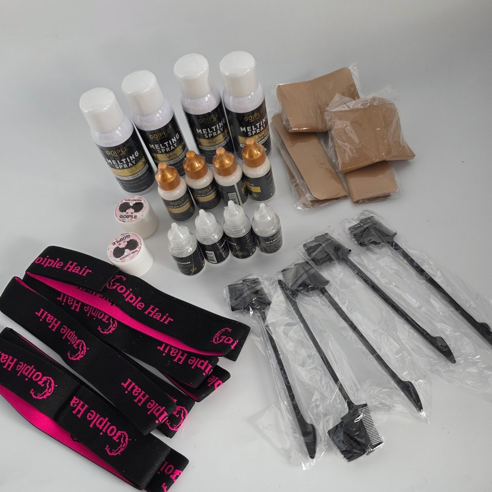 Goiple 31 pc Lace Wig Install Kit Melting Spray Adhesive Remover Edge Brush